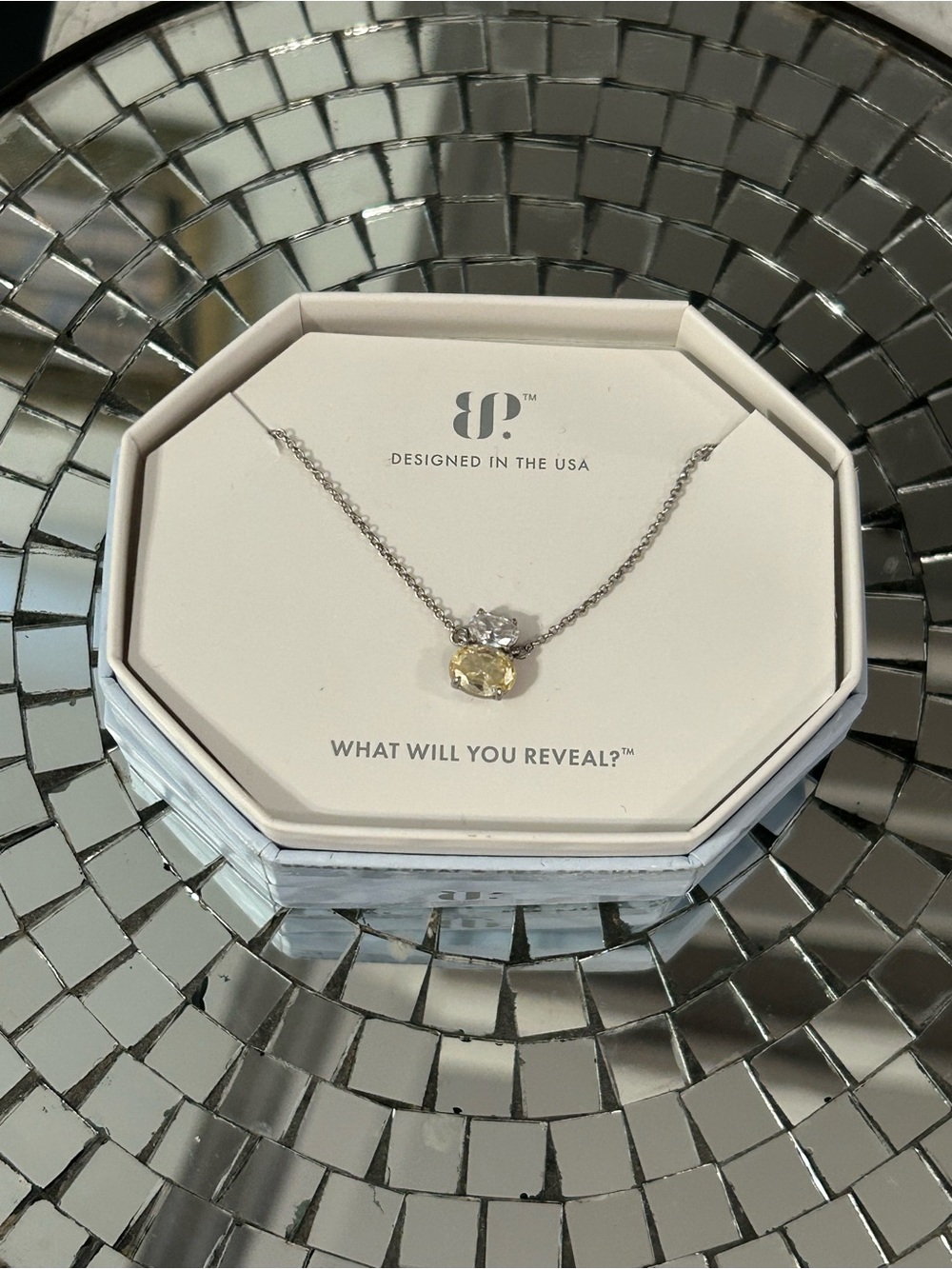 Lemon cubic zirconia silver necklace